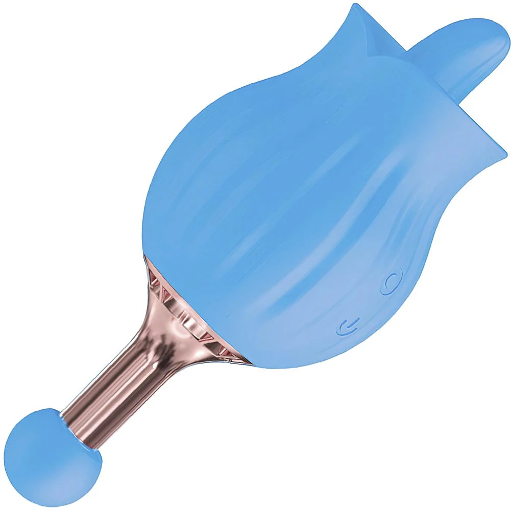 Clit-Tastic Rose Bud Rechargeable Dual Massager, 5.5", Blue