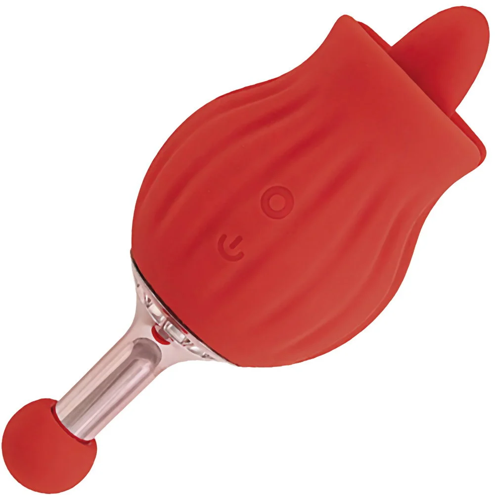 Clit-Tastic Rose Bud Rechargeable Dual Massager, 5.5", Red
