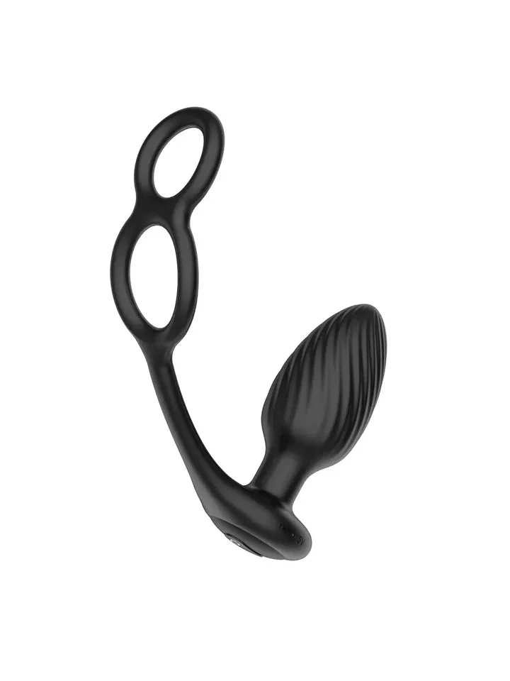 COCK AND BALL RING WITH ROATATING AND VIBRATING BUTT PLUG