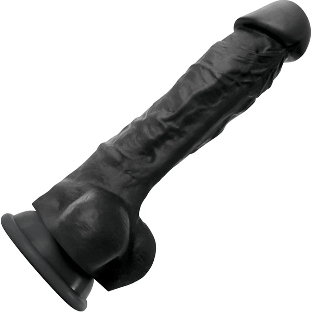 Colours Pleasures Silicone Dildo with Suction Mount Base, 7", Black