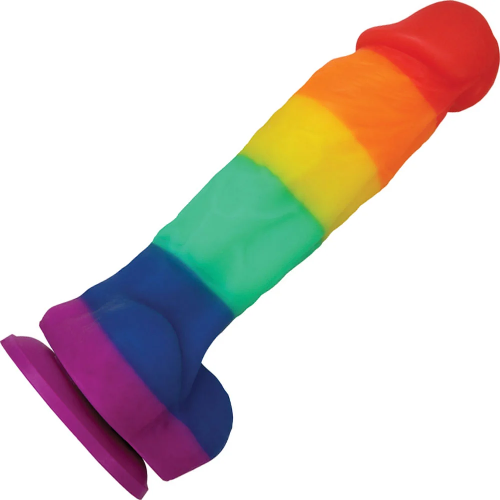 Colours Silicone Dildo with Suction Mount Base, 5", Rainbow Pride Edition