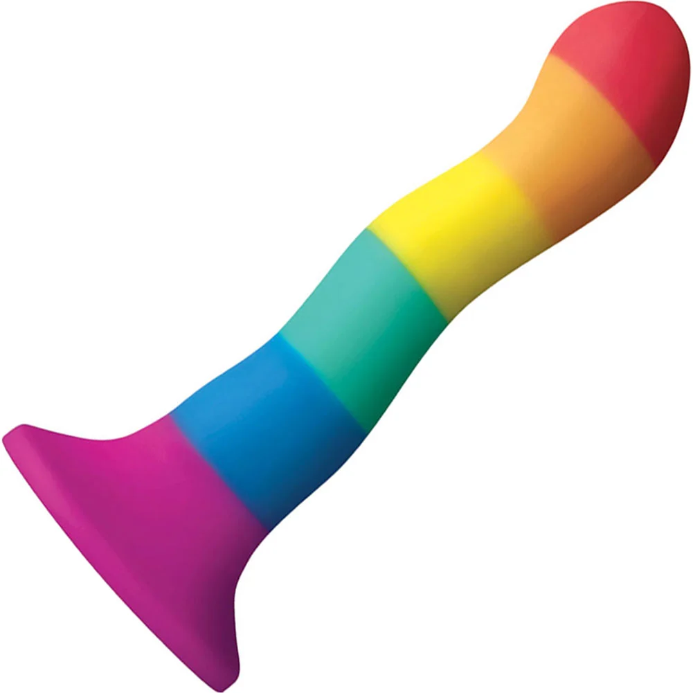 Colours Wave Silicone Dildo with Suction Mount, 6", Rainbow Pride Edition