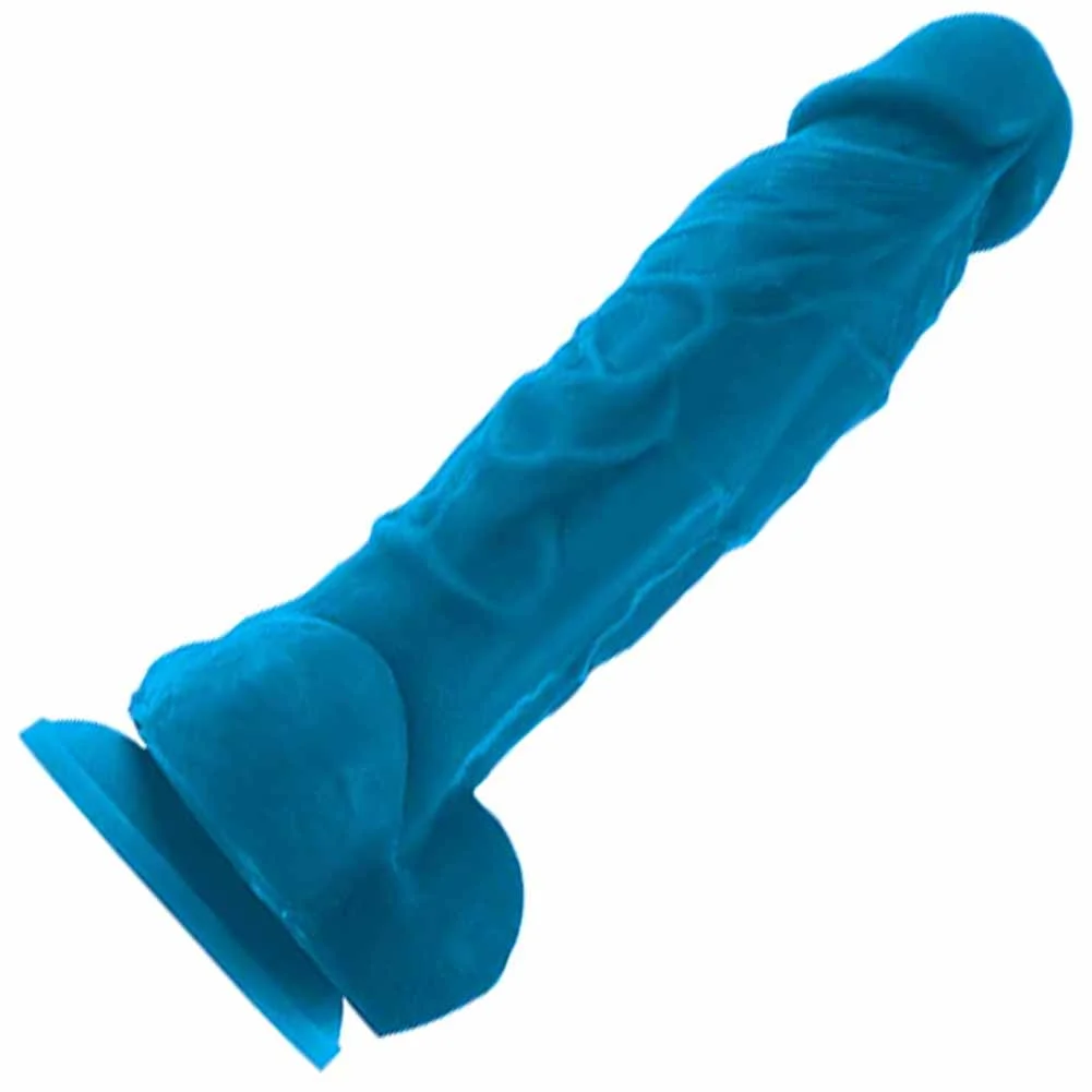 ColourSoft Silicone Dong with Suction Mount Base, 5", Blue