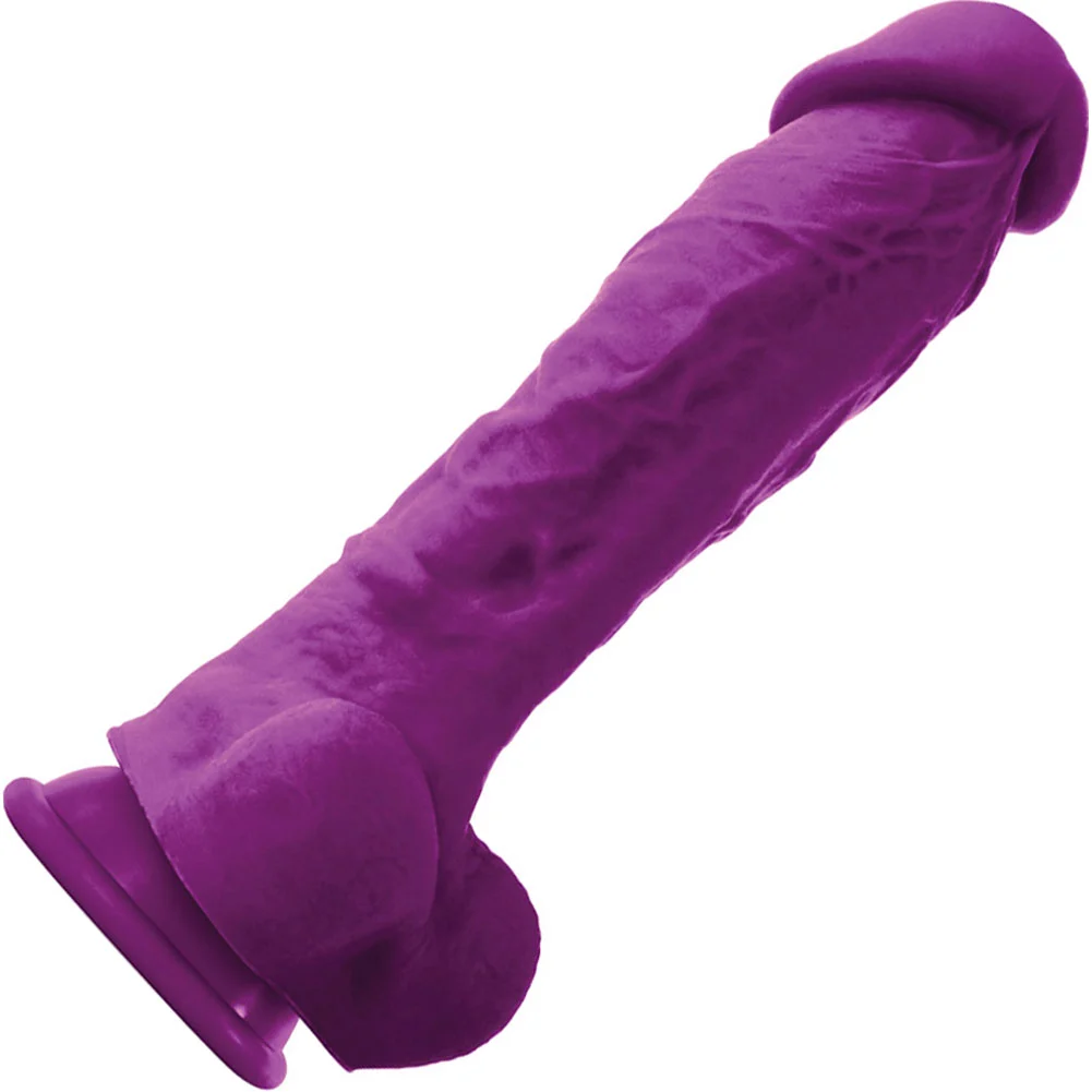 ColourSoft Silicone Dong with Suction Mount Base, 8", Purple