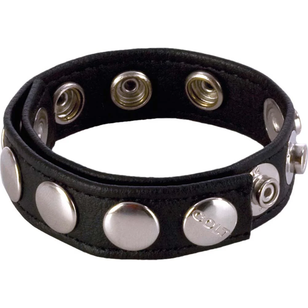 COLT 8 Snap Fastener Leather Strap, Black