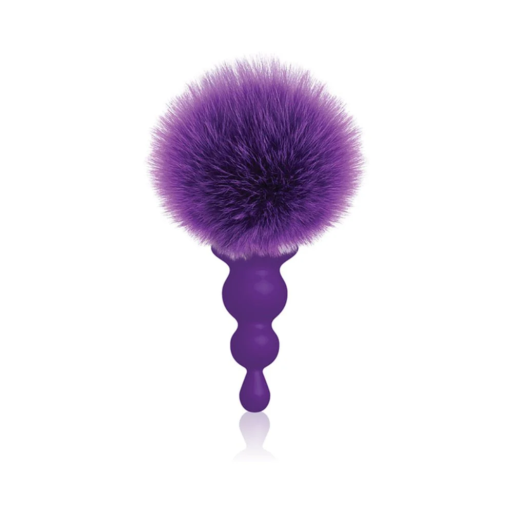 Cottontails Bunny Tail Beaded Butt Plug, Purple