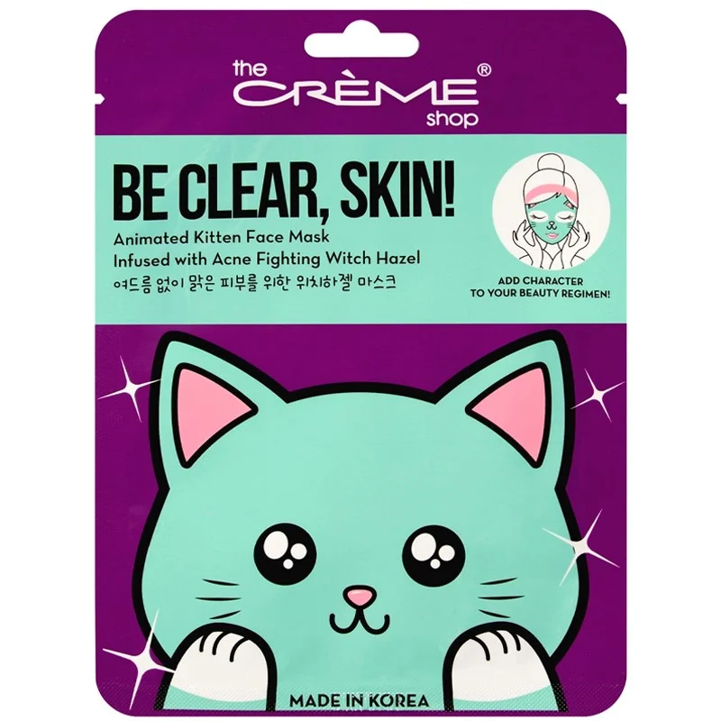 The Crème Shop Animated Sheet Masks Be Clear, Skin! Kitten Face Mask