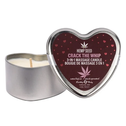 Crack The Whip 2025 Valentine Heart Shaped Hemp Massage Candle by Earthly Body
