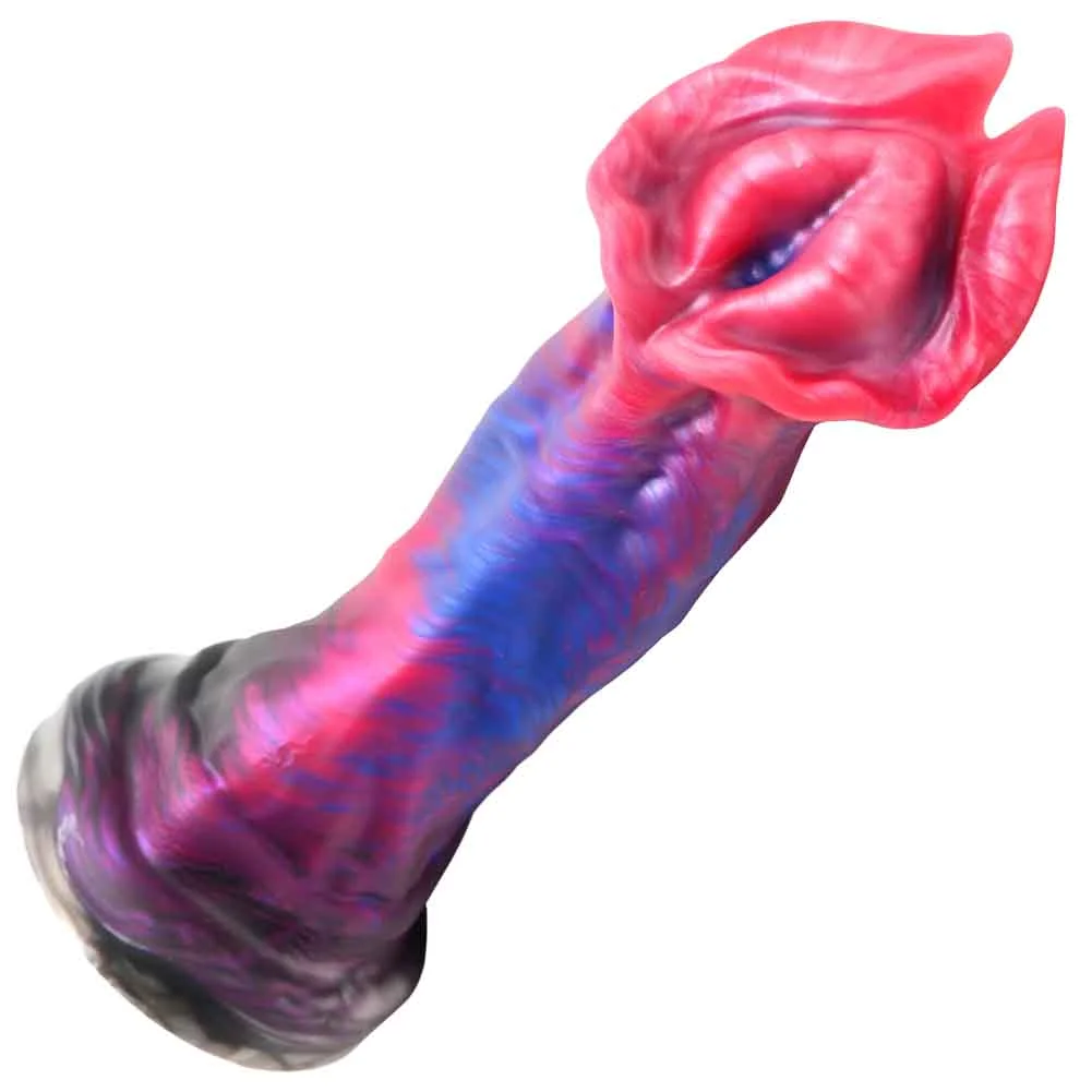 CreatureCocks Demogorgon Silicone Dildo, 8.9", Pink/Blue
