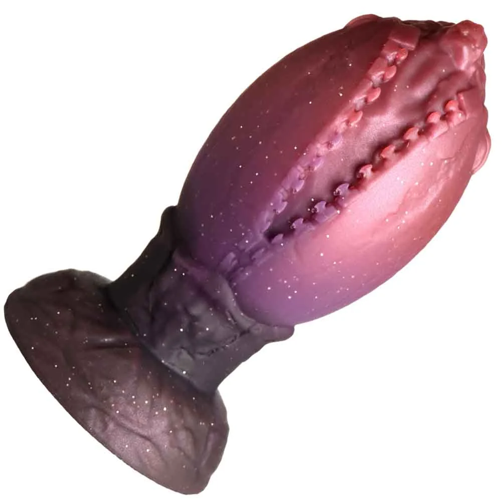 CreatureCocks Dragon Hatch Silicone Egg Dildo, 5.3", Purple/Red