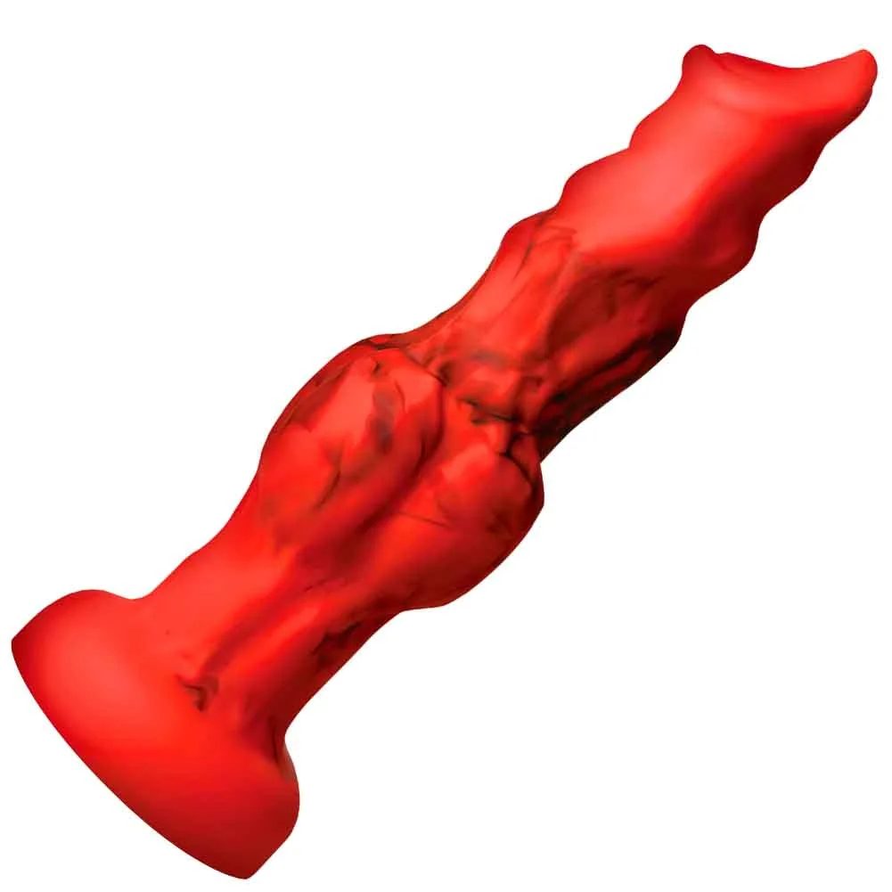 CreatureCocks Fire Hound Silicone Dildo, 10.1", Red