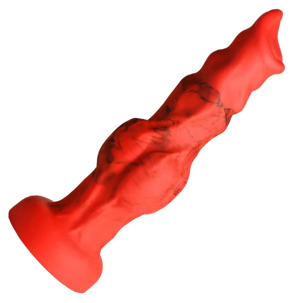 CreatureCocks Fire Hound Silicone Dildo, 8.4", Red