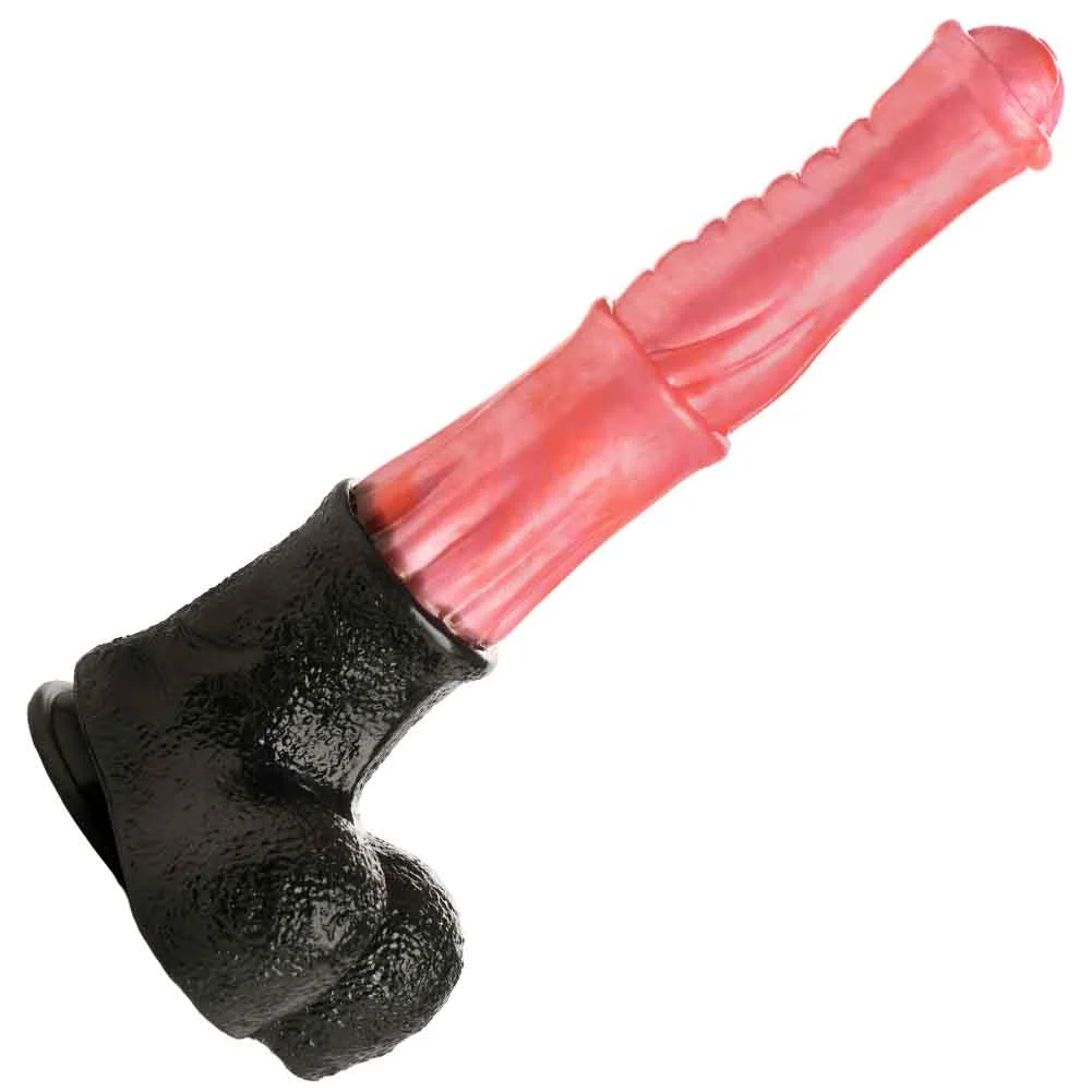 CreatureCocks Giant Centaur Penis Silicone Dildo, 13.6", Red/Black