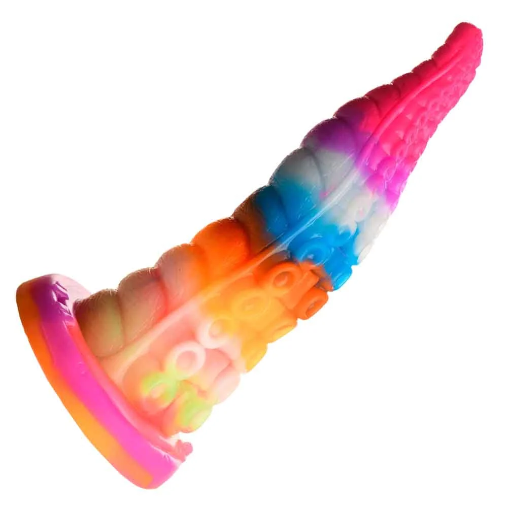 CreatureCocks Luminoctopus Glow-in-the-Dark Tentacle Dildo, 7.2", Multi-Color