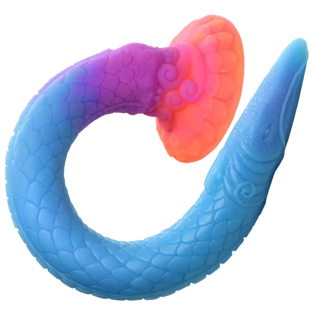 CreatureCocks Makara Snake Silicone Dildo, 18", Glow-in-the-Dark