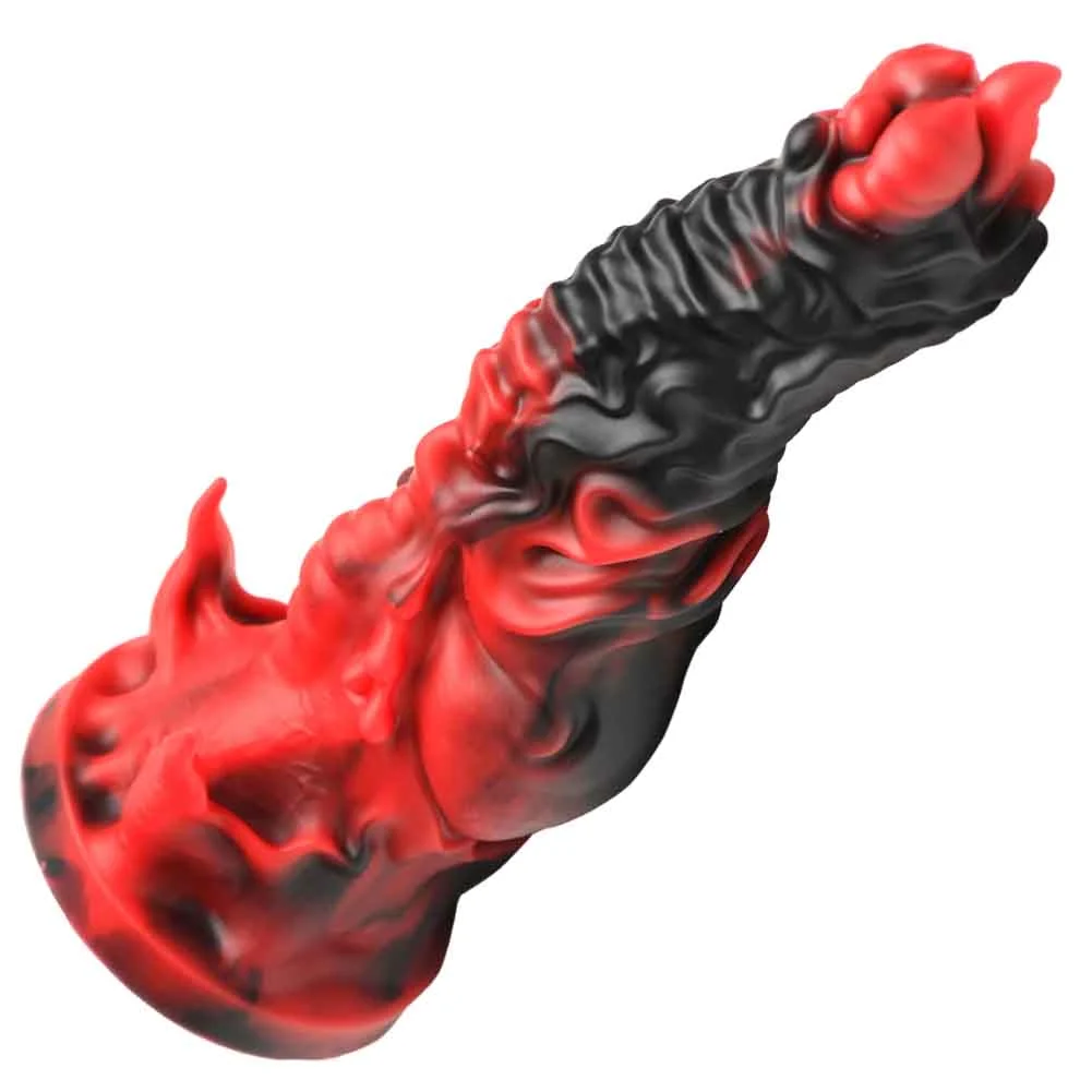 CreatureCocks Mephisto Silicone Dildo, 7.3", Red/Black