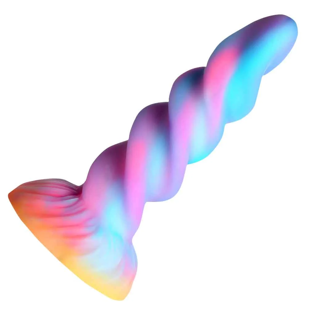 CreatureCocks Moon Rider Unicorn Dildo, 8.1", Glow-in-the-Dark