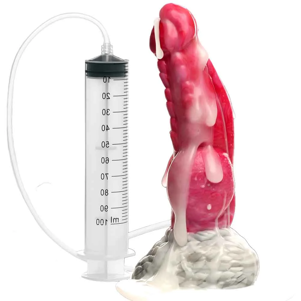 CreatureCocks Resurrector Phoenix Squirting Silicone Dildo, 9.1", Red