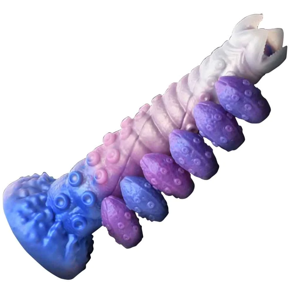 CreatureCocks Tenta-Queen Ovipositor Silicone Dildo with Eggs, 11.5", Multi-Color