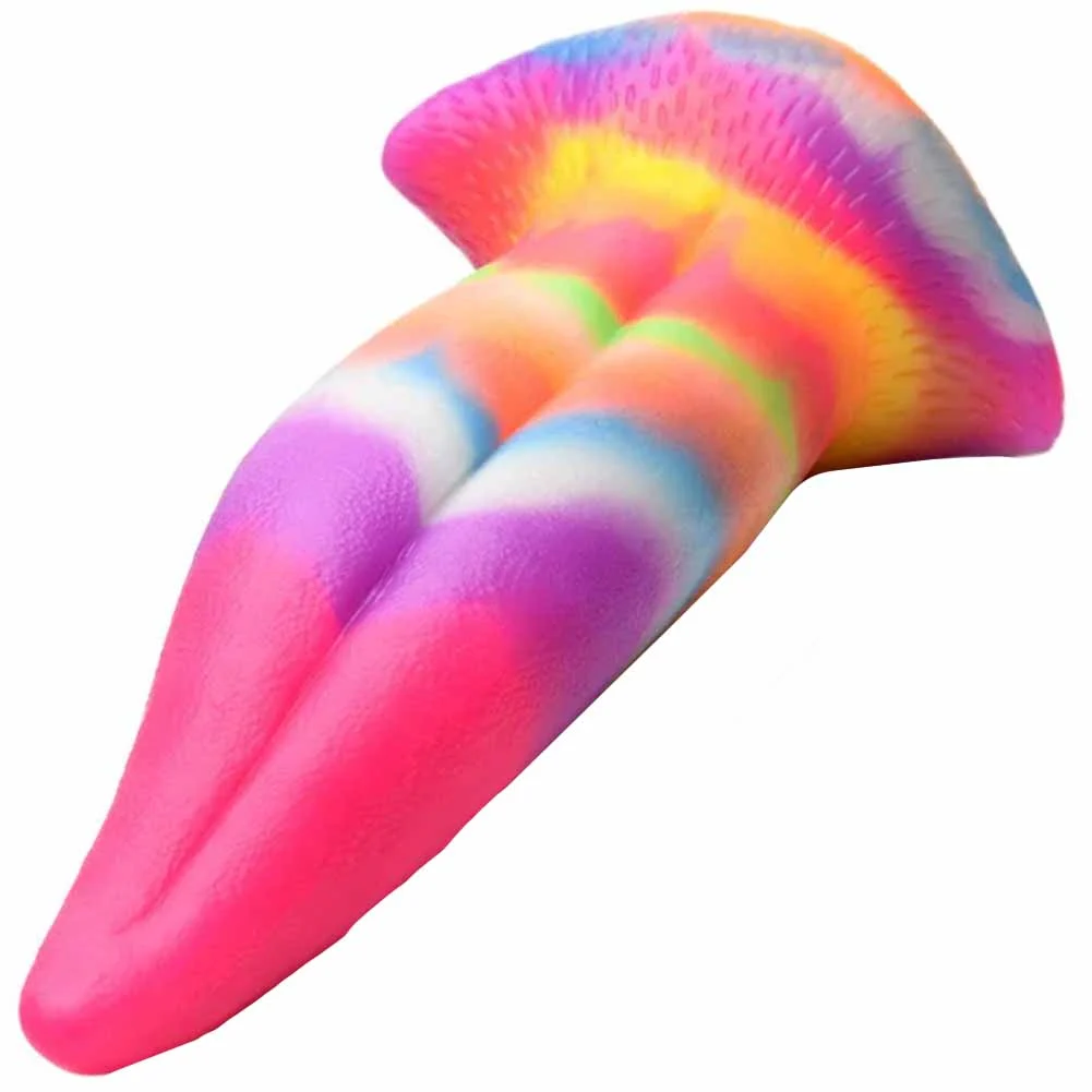 CreatureCocks Unicorn Kiss Silicone Tongue Dildo, 8.4", Glow-in-the-Dark