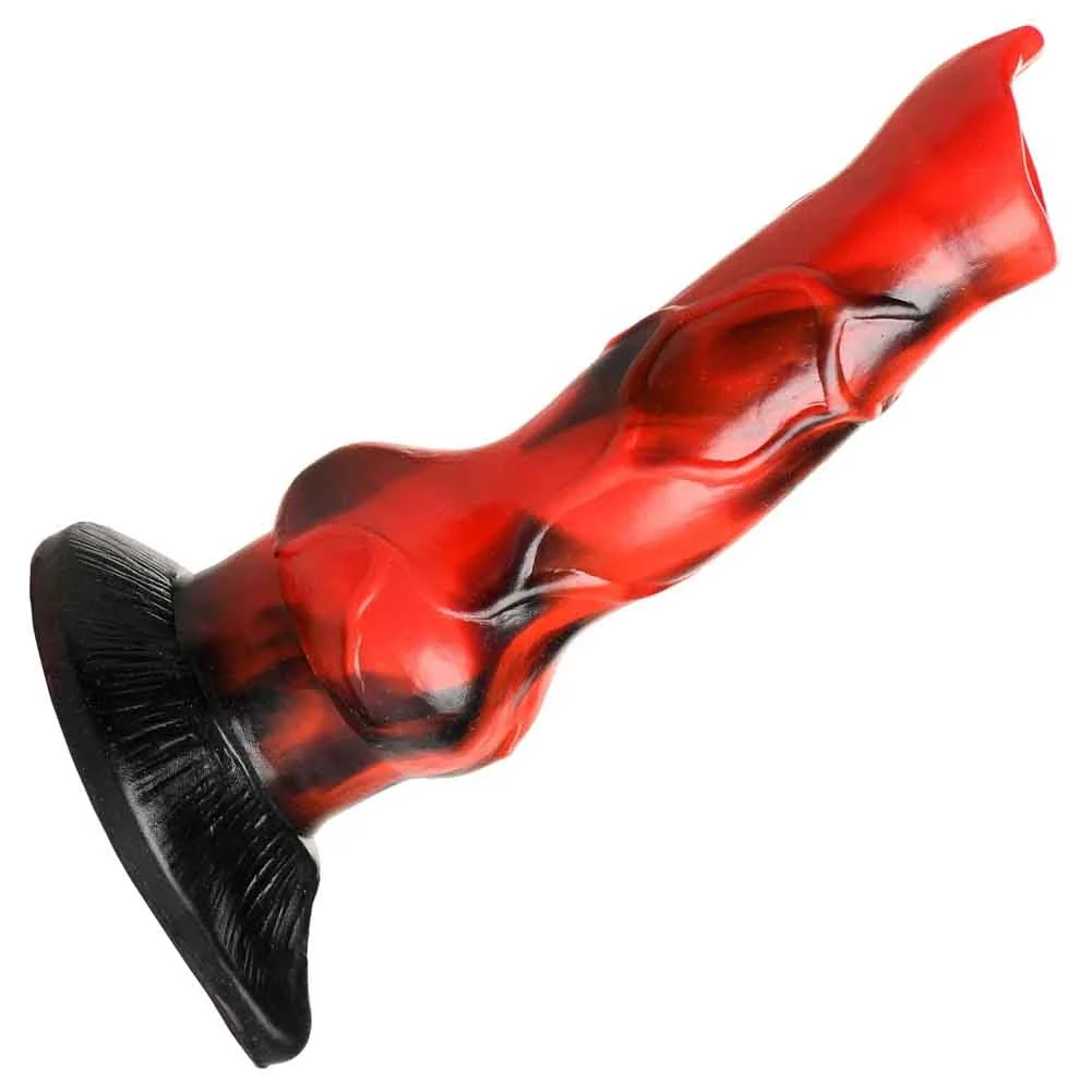 CreatureCocks Vibra Beast Vibrating Silicone Dildo, 7.4", Red