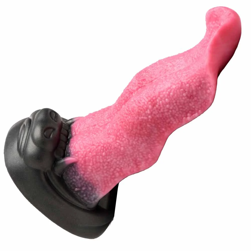 CreatureCocks Wolfs Lick Wolf Maw Silicone Dildo, 7", Red/Black