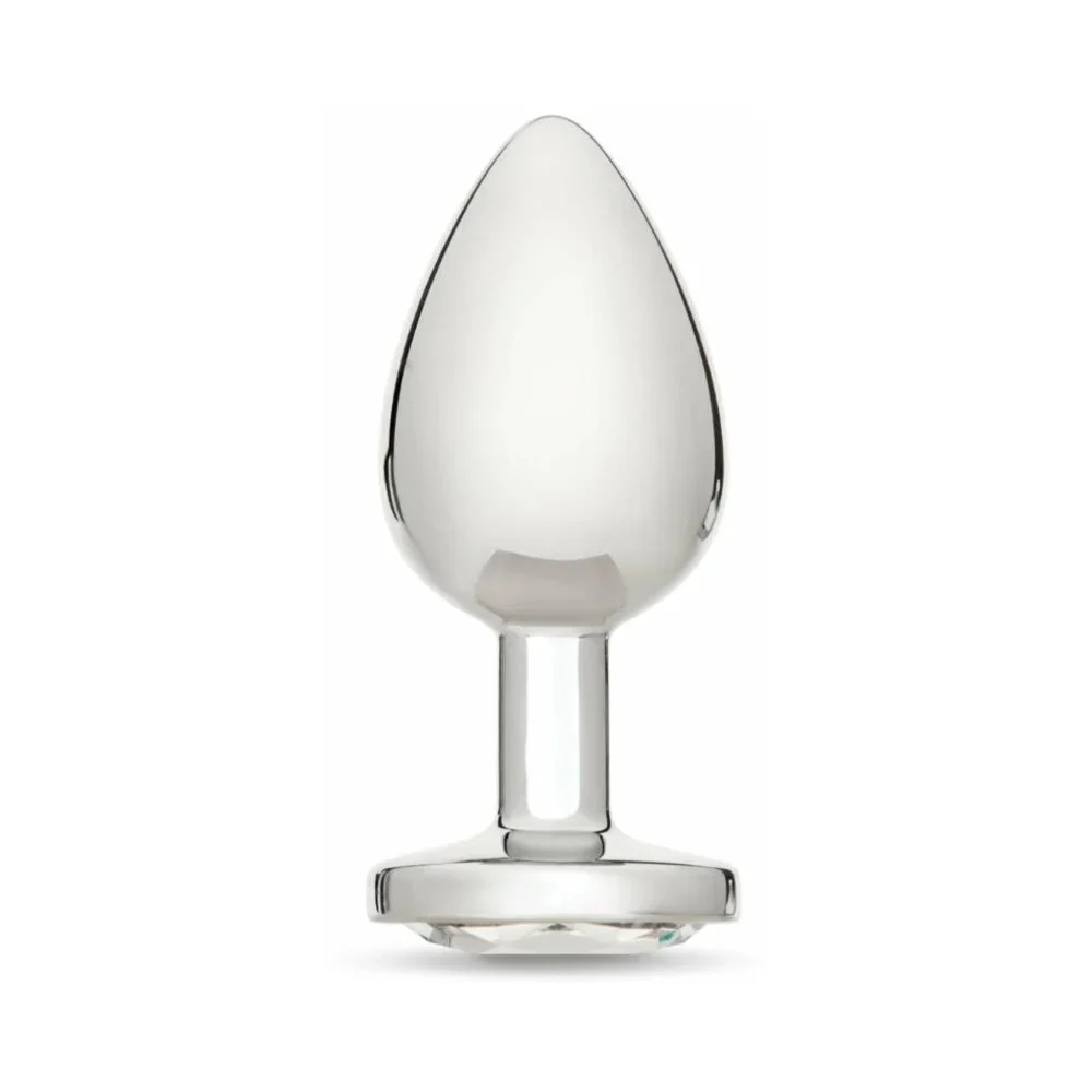 Crystal Jewels Metal Butt Plug, Clear Large