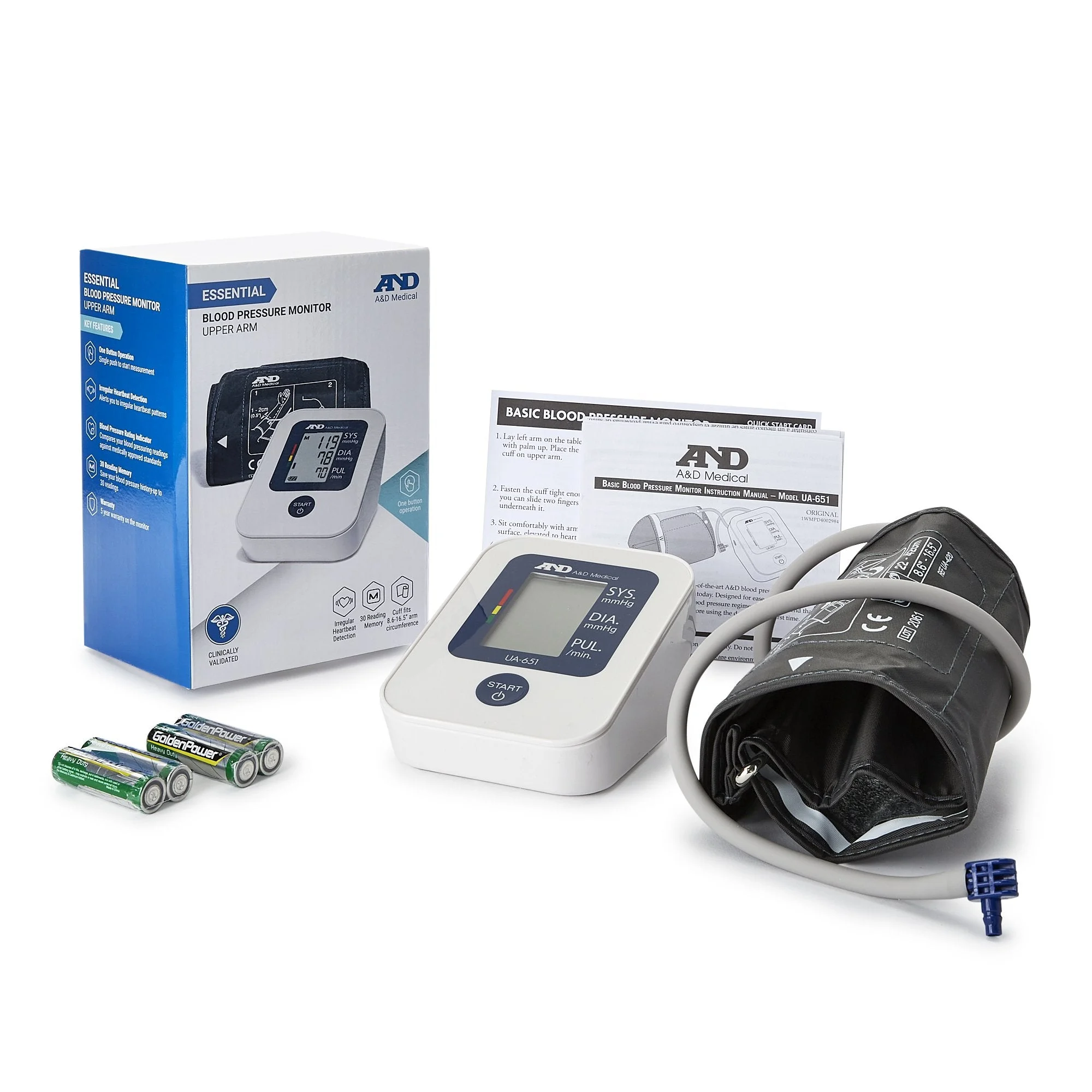 A&D Medical 1-Tube Automatic Digital Blood Pressure Monitor