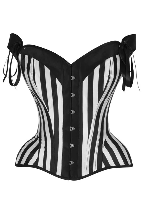 Daisy Corsets Black and White Striped Corset with Straps