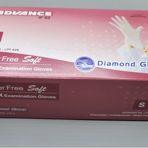 Diamond Advance IP62 Latex Exam Gloves 5.6mil Polymer Coated Powder Free 10 boxes per case