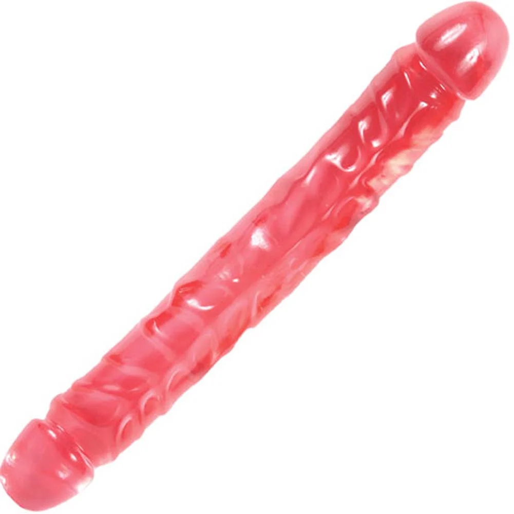 Doc Johnson Crystal Jellies Jr Double Dong, 12", Pink
