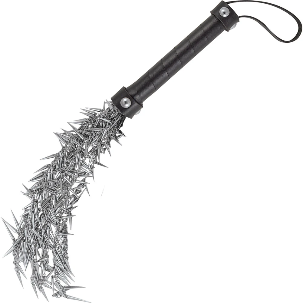 Dominant Submissive Ultimate Spiked Chain Whip, 16", Sliver