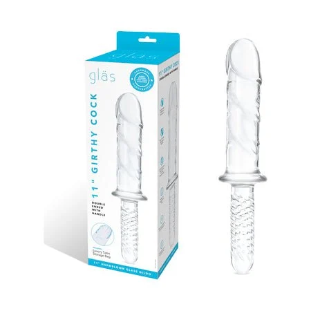 Double-Ended Dildo With Handle 11 Inch, Clear Glass