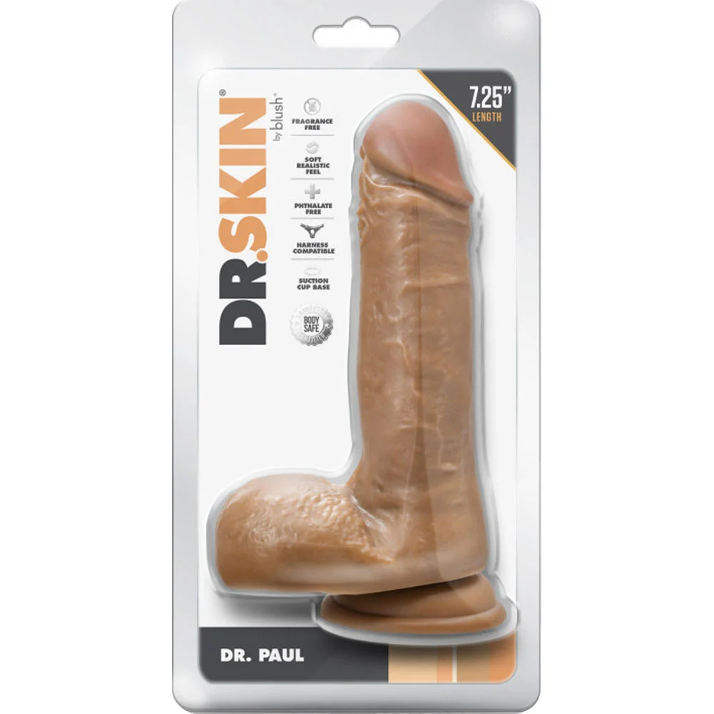 Dr Skin Doctor Paul Realistic Dildo with Balls, 7.25", Mocha