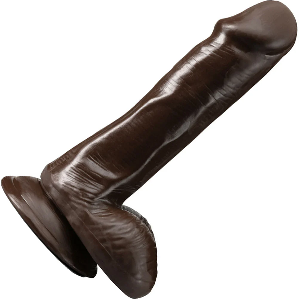 Dr Skin Plus Posable Triple Density Dildo with Balls, 6", Chocolate
