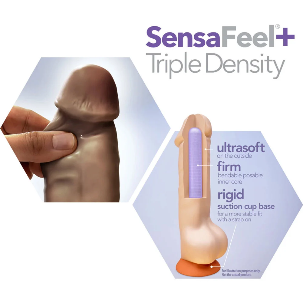 Dr Skin Plus Posable Triple Density Dildo with Balls, 7", Vanilla