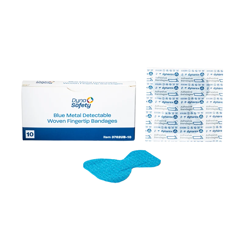 Dynarex Blue Metal Detectable Woven Bandage Fingertip - 10ea/bx, 50bxs/cs (500 Count)