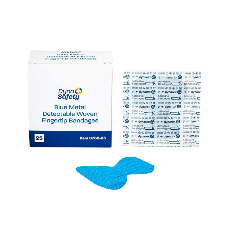 Dynarex Blue Metal Detectable Woven Bandage Fingertip - 25ea/bx, 50bxs/cs (1250 Count)