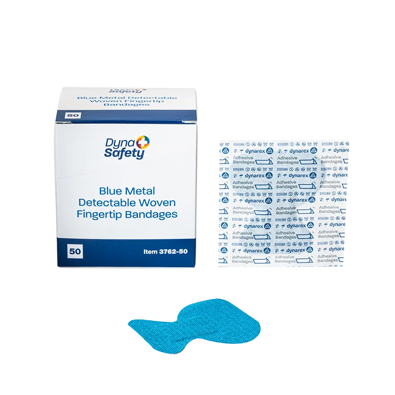 Dynarex Blue Metal Detectable Woven Bandage Fingertip - 50ea/bx, 50bxs/cs (2500 Count)