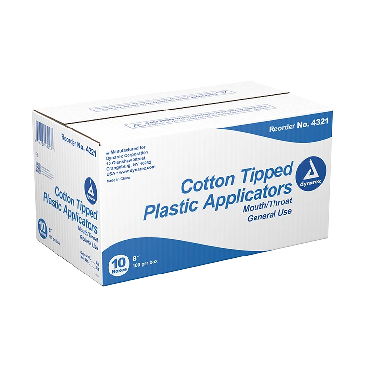 Dynarex Cotton Tipped Plastic Applicator Large Tip, 100ea/bx, 10bxs/cs (1000 Count)