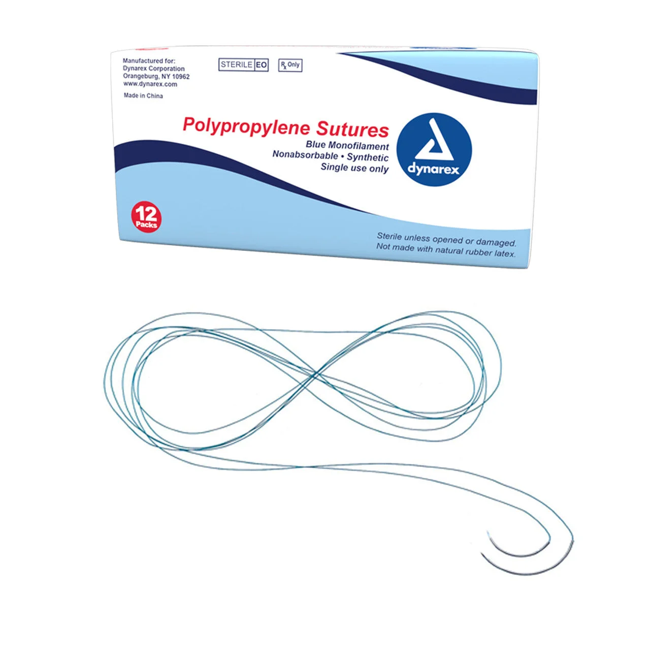 Dynarex Polypropylene Sutures-Non Absorbable - Synthetic (12 Count)