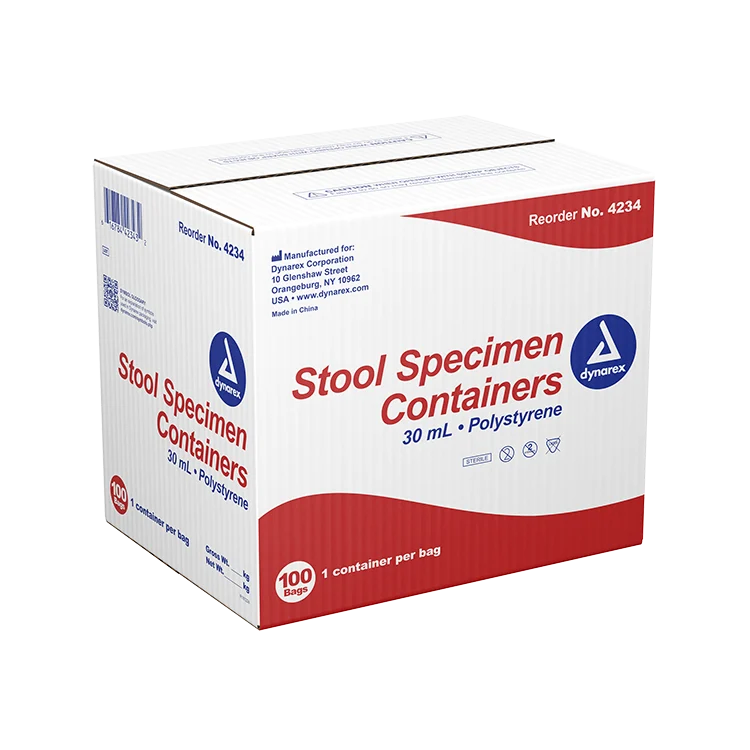 Dynarex Stool Specimen Container - Sterile, Individually Wrapped (100 Count)