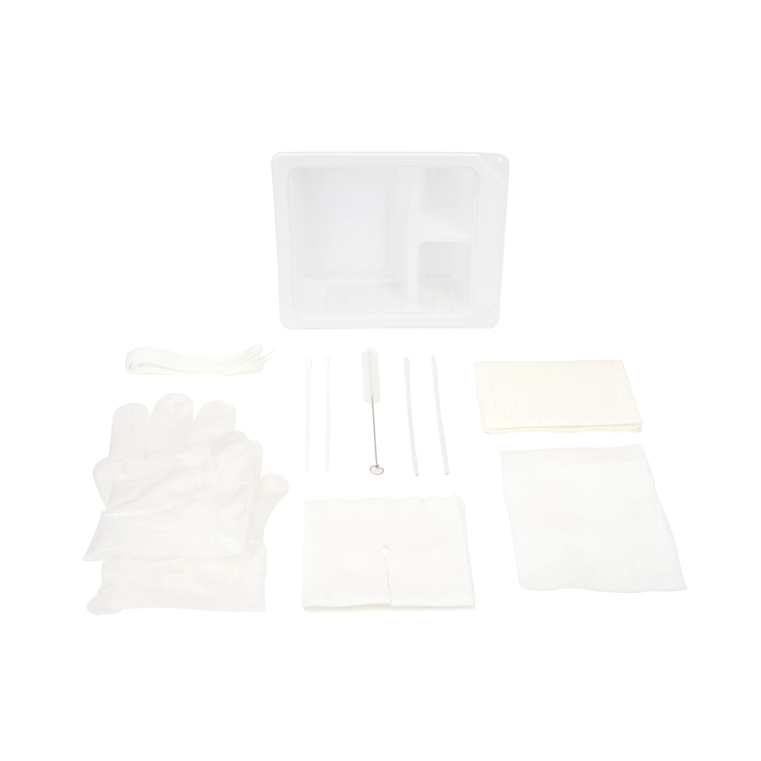 Dynarex Tracheostomy Care Kit - Three Compartment Tray with Vinyl Gloves (20 Count)