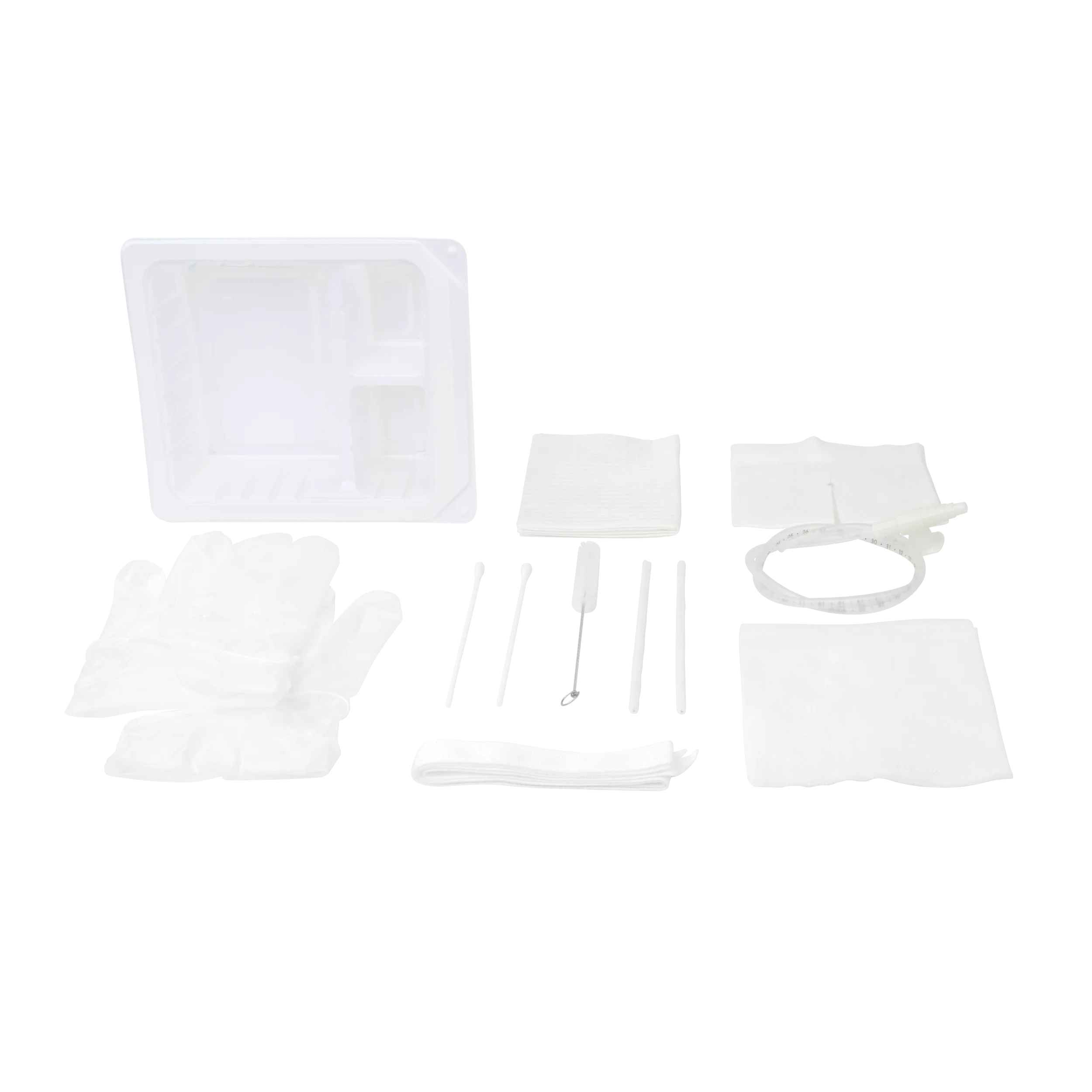 Dynarex Tracheostomy Care Kit - Two Compartment Tray with Vinyl Gloves and 14FR Catheter (20 Count)