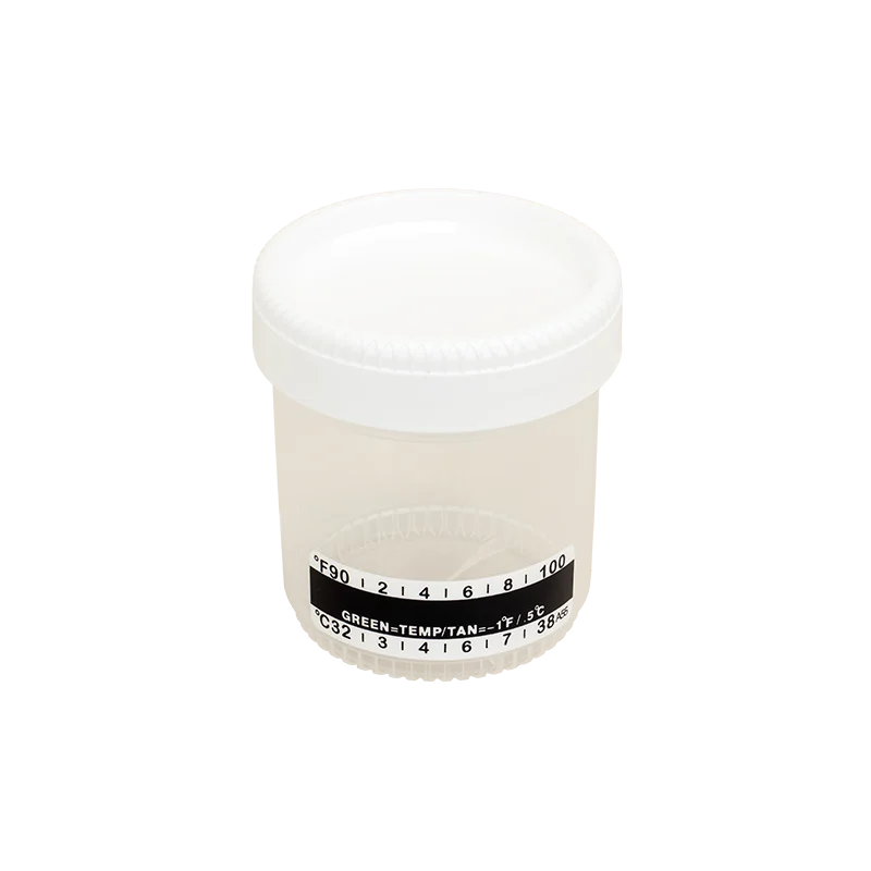 Dynarex Urine Container with Temperature Strip, 90 mL - Transparent, White (400 Count)