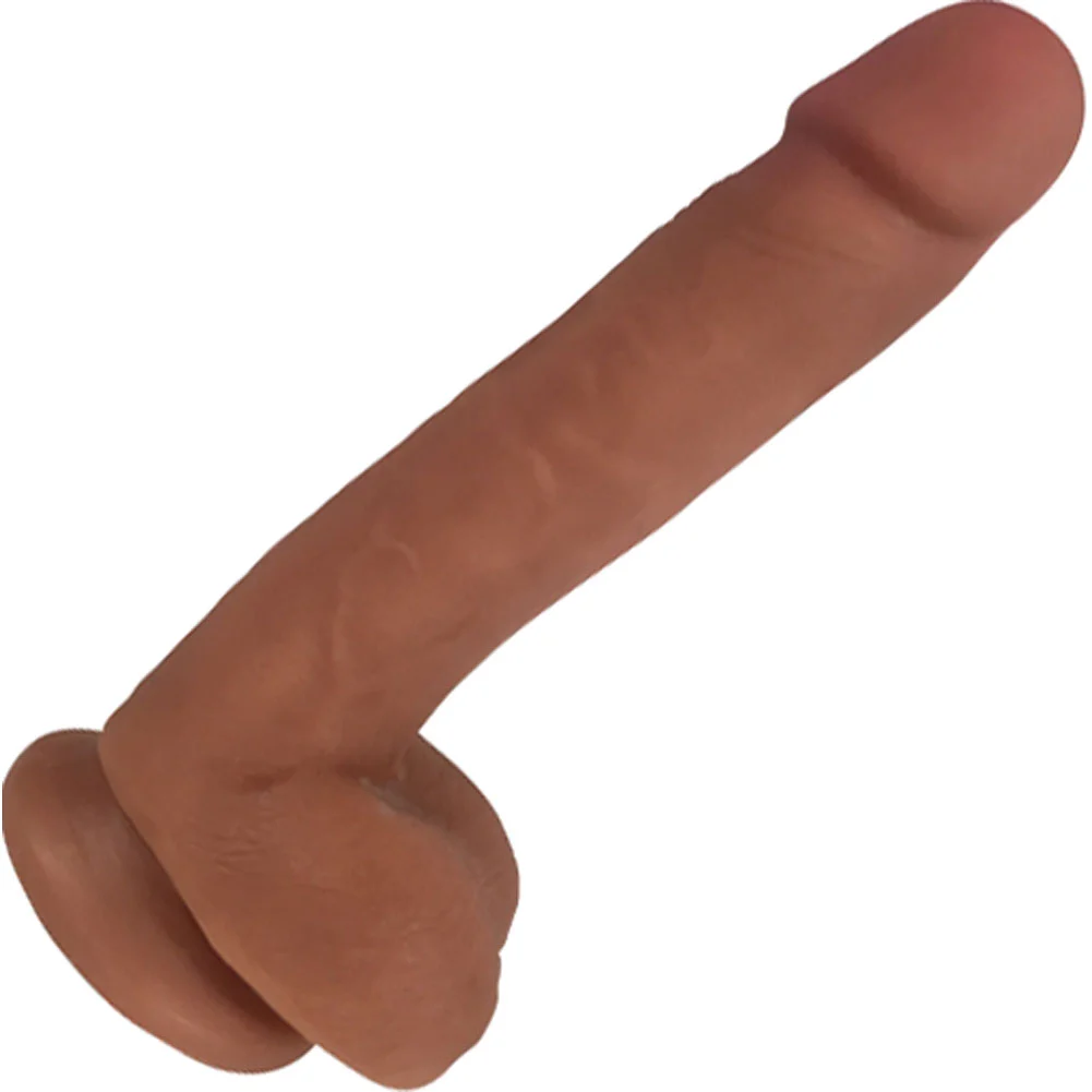 Easy Riders BioSkin Dual Density Dong with Balls, 7", Caramel