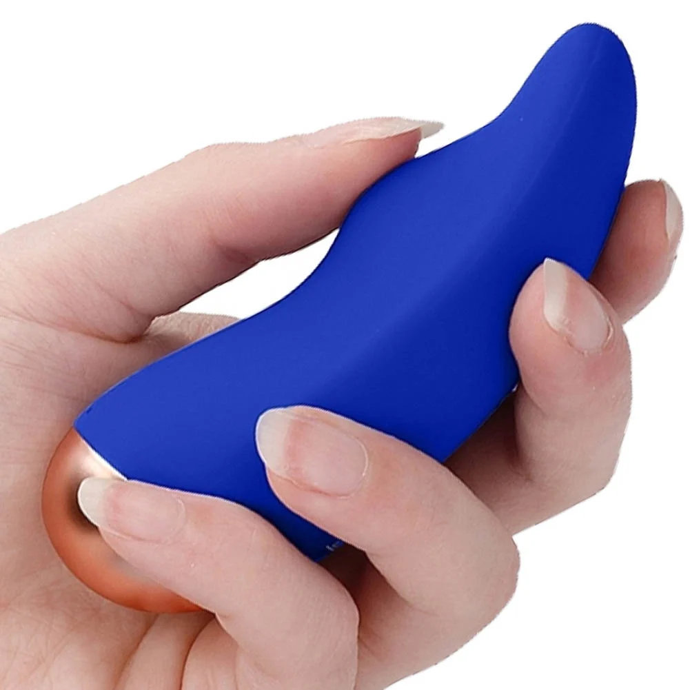 Elegance Chic Lay-On Clitoral Stimulator, 4", Blue/Gold