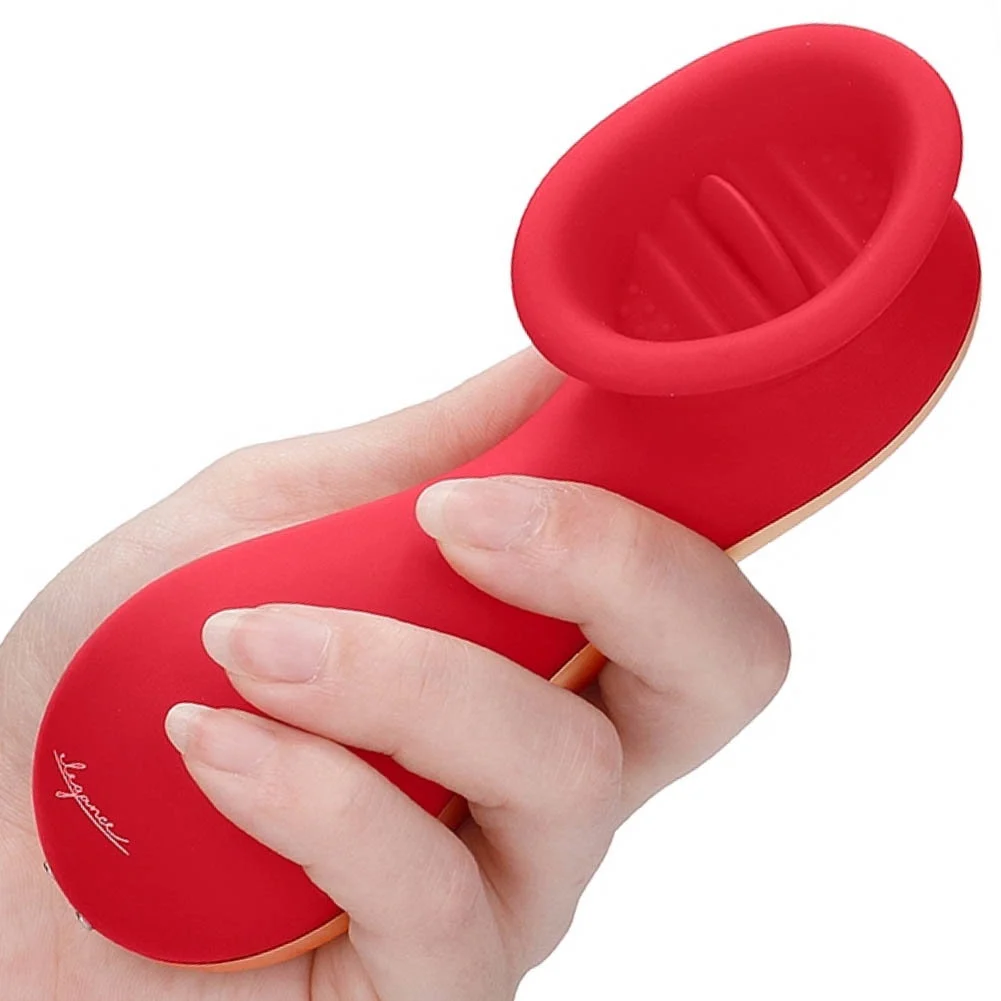 Elegance Dreamy Oral Clitoral Stimulator, 5.5", Red/Gold