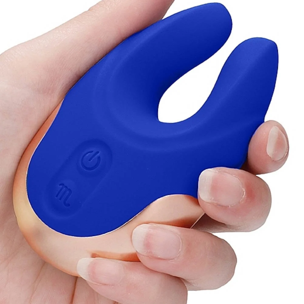 Elegance Lavish Dual Clitoral Stimulator, 3.5", Blue/Gold