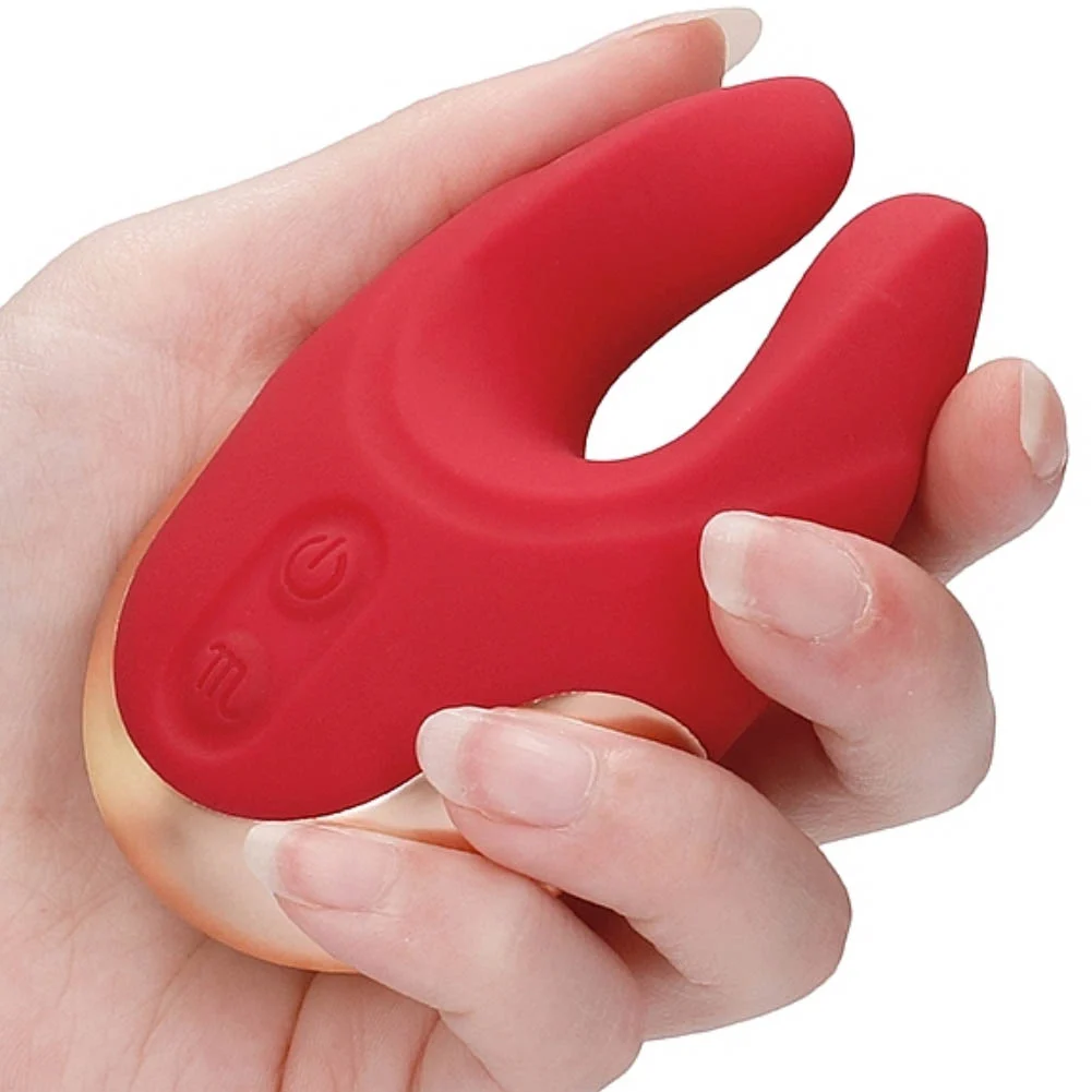 Elegance Lavish Dual Clitoral Stimulator, 3.5", Red/Gold